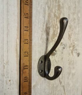 Hat & Coat Hook Victorian 4 Hole Square Stem Antique Iron 110mm