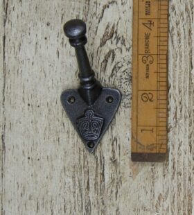 Coat Hook Arts & Crafts Single MINISTRY CROWN Antique Iron 100mm