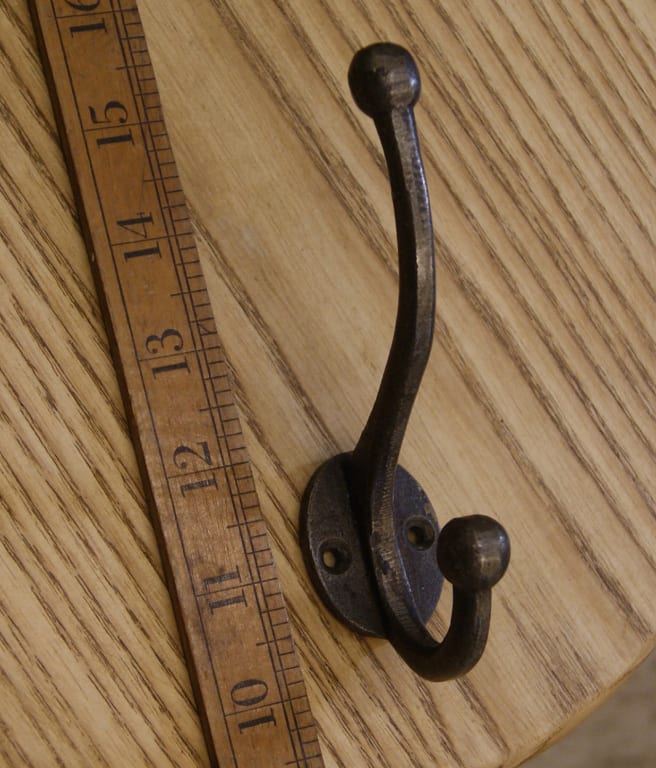 Hat & Coat Hook Ball Tops LAMBERT Cast Antique Iron 110mm