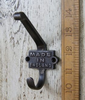Coat Hook Double 2 Part MADE IN ENGLAND Cast Antique Iron 110mm