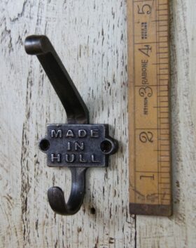 Coat Hook Double 2 Part MADE IN HULL Cast Antique Iron 110mm