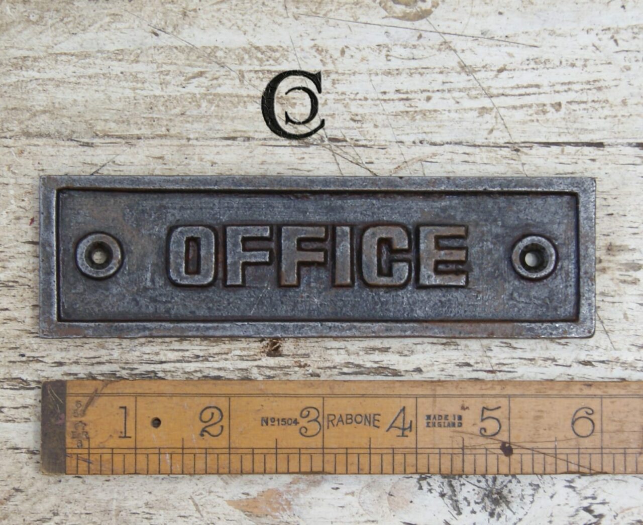 Plaque OFFICE Cast Antique Iron 150mm x 45mm - TBD
