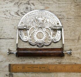 Toilet Roll Holder Crown Fixture Chrome on Cast Iron & Wood