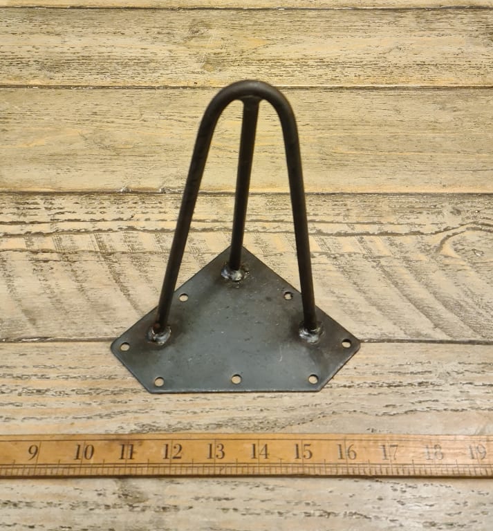 Hairpin Leg 3 Prong Antique Iron 8mm Diameter Rod 200mm - Image 2