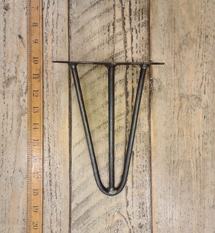 Hairpin Leg 3 Prong Antique Iron 8mm Diameter Rod 200mm - Image 3
