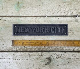 Plaque NEW YORK CITY Antique Cast Iron 230mm x 50mm