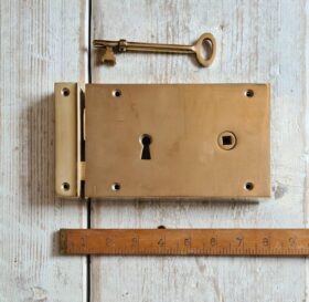 Rim Lever Lock Set SOLID BRASS - LEFT Hand (check out) 178mm x 127mm