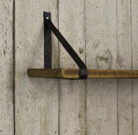 Shelf Strap Brown Leather to suit shelf width 75 - 150mm