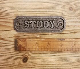 Plaque STUDY Cast Antique Iron 30mm x 100mm