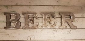 Wall Mounted Letters BEER Antique Finish 200mm High