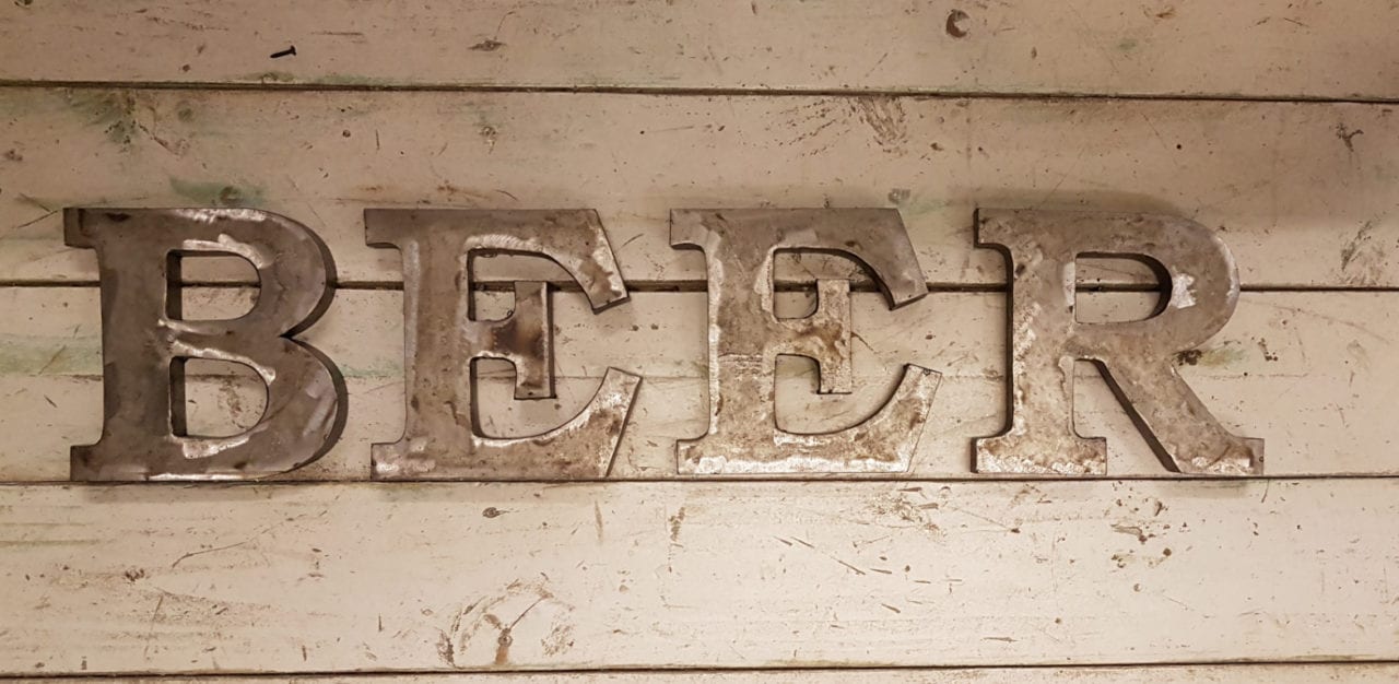 Wall Mounted Letters BEER Antique Finish 200mm High