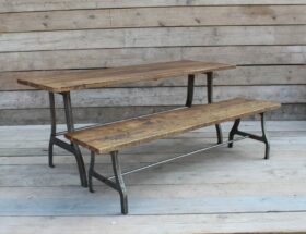 Dining Table ABBOT with Scaffold Board Top Comp 28"H x 6ft L