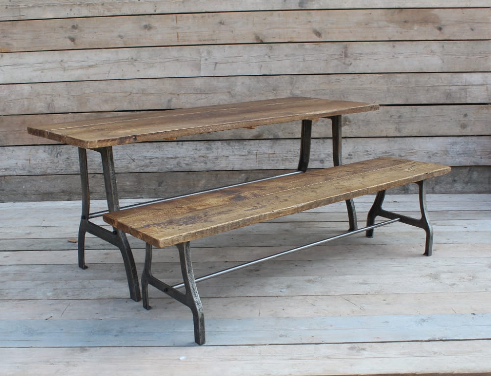 Dining Table ABBOT with Scaffold Board Top Comp 28"H x 6ft L