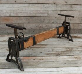Dining Table TAVISTOCK Mechanical USA Oak Beam Cast Iron 1270mm