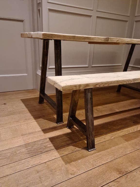 Bench End Frame A Frame 50x25 Box Section 400mm High - Top 100x180, Legs 150<215 Antique Iron - Image 2