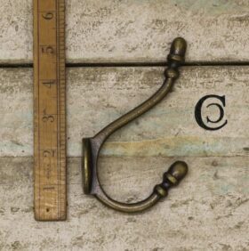 Hat & Coat Hook Acorn 2 Hole Antique Brass 130mm