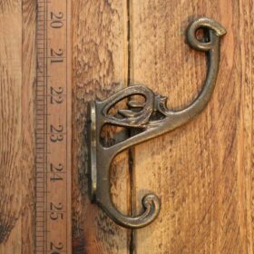Hat & Coat Hook Swan Neck 'P' Antique Brass 4 Hole 130mm
