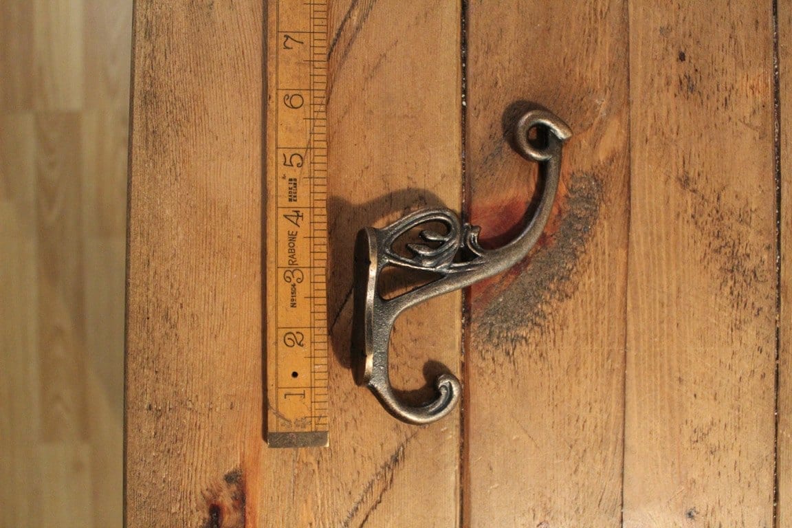 Hat & Coat Hook Swan Neck 'P' Antique Copper 4 Hole 130mm