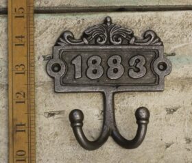 Plaque Robe Hook Double 1883 Antique Iron 110mm x 120mm