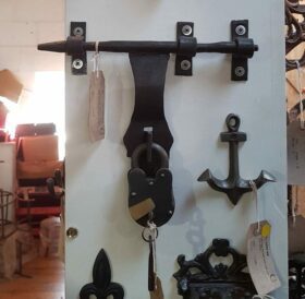 Sliding Hasp & Staple Heavy Door style Hand Forged Black 165mm