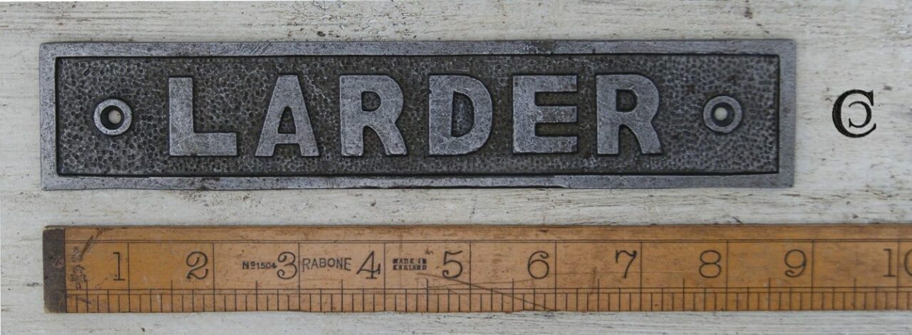 Plaque LARDER Cast Antique Iron 45mm x 220mm TBD