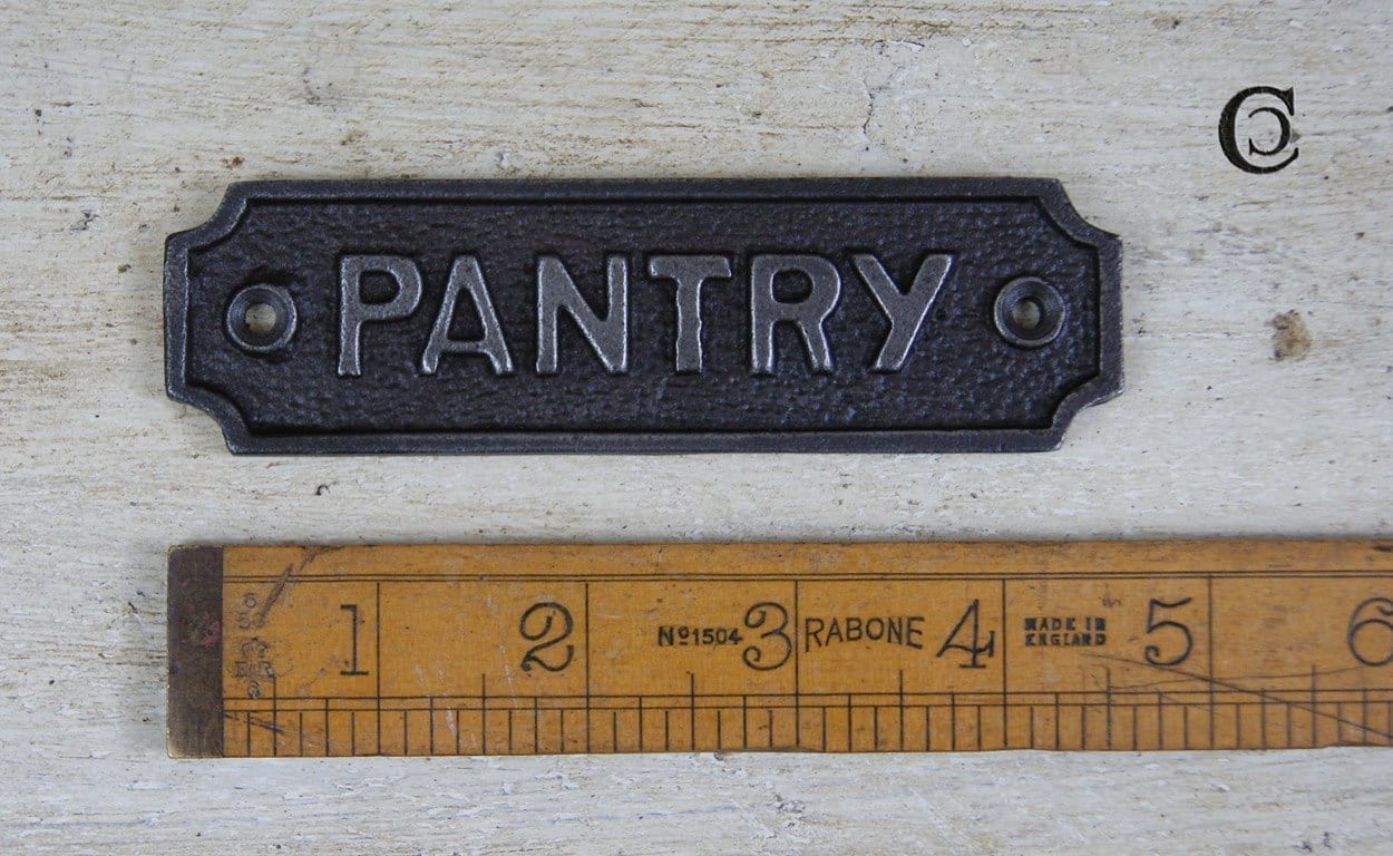 Plaque PANTRY Cast Antique Iron 115mm x 32mm
