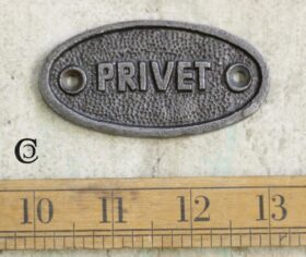 Plaque Oval PRIVET Antique Cast Antique Iron 75mm