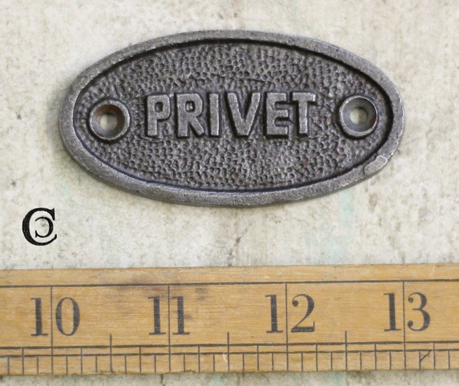 Plaque Oval PRIVET Antique Cast Antique Iron 75mm