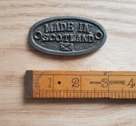 Plaque Oval MADE IN SCOTLAND Cast Antique Iron 40mm x 75mm