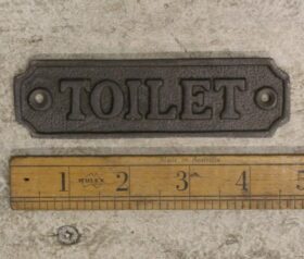 Plaque Toilet Door TOILET Antique Cast Iron 35mm x 120mm