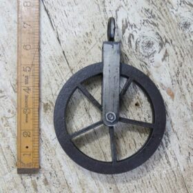 Pulley Wheel & Hanging Loop (for Lamp) Antique Iron 120mm