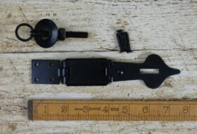 Hasp & Staple Spear Head Hinged 3 Part Antique Black 180mm Overall