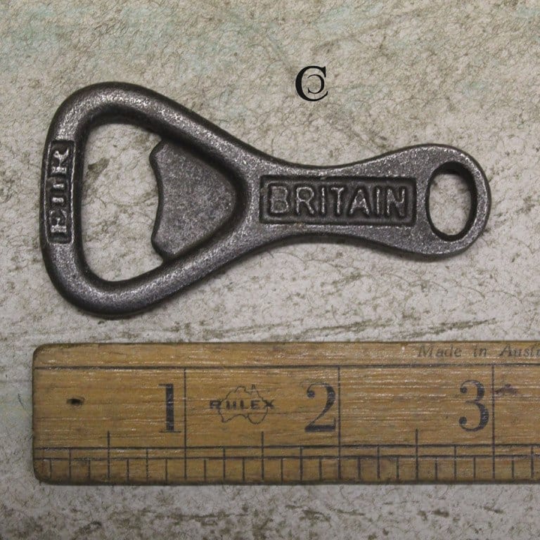 Bottle Opener Hand Held Key Ring GREAT BRITAIN Cast Antique Iron