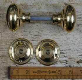 Cottage Door Knob Set Natural Brass 65mm Diameter