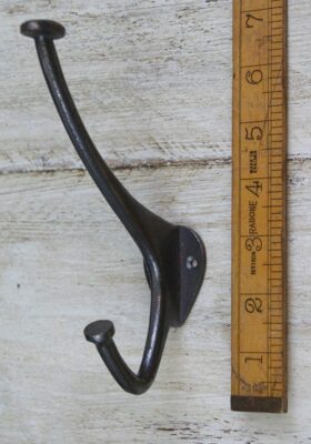 Hat & Coat Hook Flat Top Double Cast Antique Iron Large 150mm