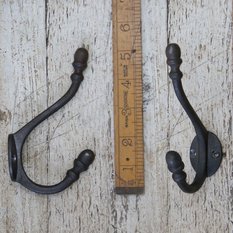 Hat & Coat Hook Acorn 2 Hole Cast Antique Iron 130mm TBD