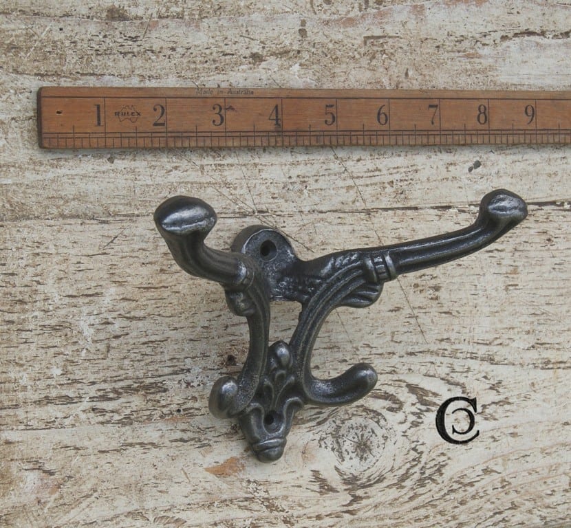Hat & Coat Hook BELVOIR 4 Antique Iron 160mm x 60mm projection