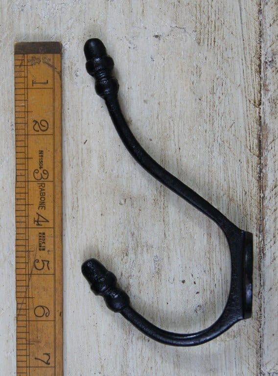 Hat & Coat Hook Acorn 2 Hole Black Epoxy Cast Iron 175mm