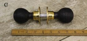 Door Knob Set Beehive Ebonised / Brass 50mm Diameter