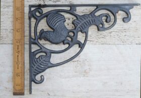 Shelf Bracket COCKEREL 2 Hooks Cast Antique Iron 250mm x 200mm