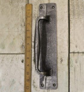 Door Pub Pull Handle on Plate Cast Antique Iron 300mm