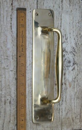 Pub Door Pull Handle integral Plate Solid Brass 300mm Non-Handed