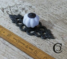 Knob Ceramic White & Backplate FILIGREE Antique Iron 127mm