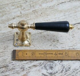Lever Handle on Square Plate Ebony Ceramic and Brass 120mm