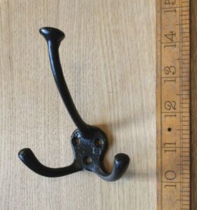 Triple Hook Plain Flat Top Black Epoxy 3 Hole 125mm