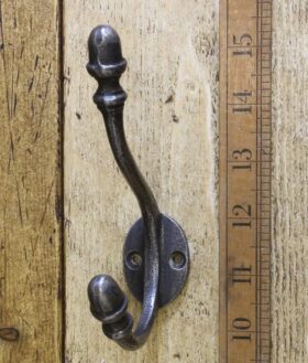 Hat & Coat Hook Acorn Cast Antique Iron 130mm