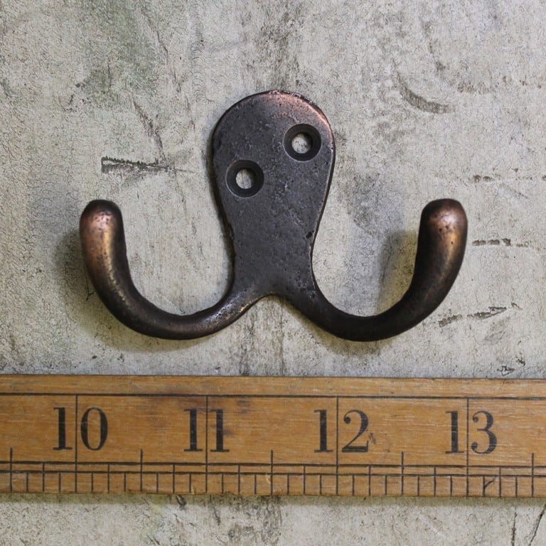 Robe Hook Double Cast Antique COPPER 50 x 70mm