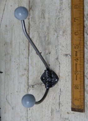Hat & Coat Hook Large Rosette Double French Grey 172mm