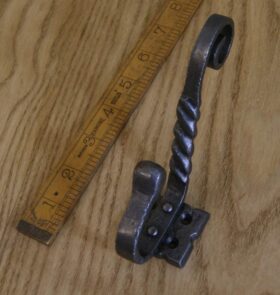 Hat & Coat Hook Twisted Riveted to Base Antique Iron 125mm