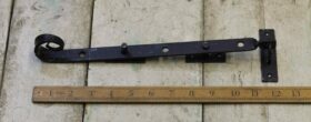 Casement Stay & Pins Curly Tail Hand Forged Black Wax 300mm